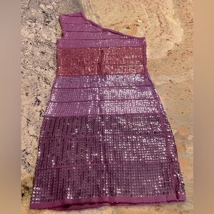 WOW COUTURE PURPLE/PINK Sequined one shoulder bodycon dress